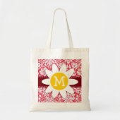 Red Damask Patroon; Daisy Tote Bag (Voorkant)