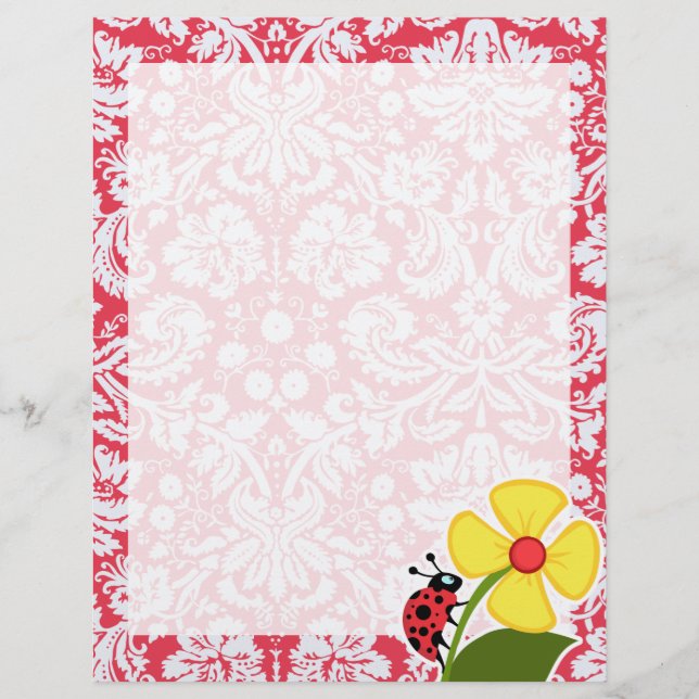 Red Damask Patroon; Ladybug (Voorkant)