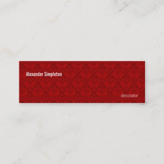 Red Damask Patroon Mini Visitekaartje (Voorkant)