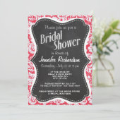 Red Damask Pattern; Chalkboardvintage Kaart (Staand voorkant)