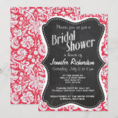 Red Damask Pattern; Chalkboardvintage Kaart (Voorkant / Achterkant)