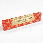 Red Damask Pattern Faux Gold Foil Elegant Naambordje