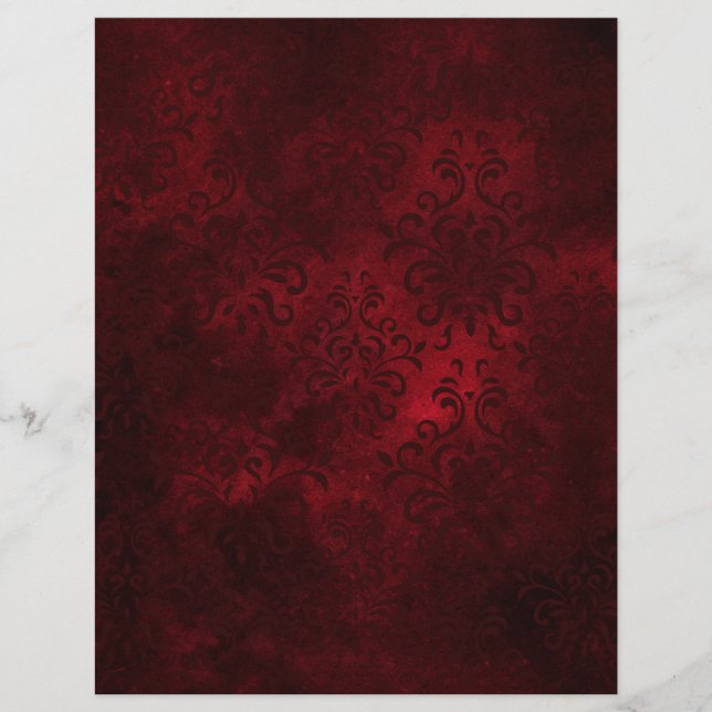  Red Damask patterned Scrapbook Ephemera (Voorkant)
