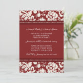 Red Damask Photo Engagement Party Uitnodigingen (Staand voorkant)
