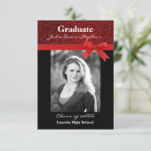 Red Damask & Red Bow - 3x5 Afstuderen aankondiging (Staand voorkant)