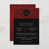 Red Damask & Red Bow - 3x5 Weddenschap Kaart (Voorkant / Achterkant)