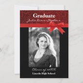 Red Damask & Red Bow - Aankondiging Afstuderen (Voorkant)