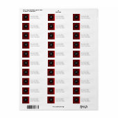 Red Damask & Red Bow Monogram Return Address Label (Full Sheet)