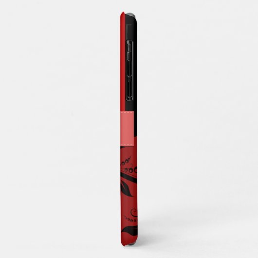 Red Damask, Red Stripes, Striped, Monogram Case-Mate iPhone Case (Achterkant/links)