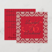 Red Damask Renewal of Vows Jubileum Invitation Kaart (Voorkant / Achterkant)