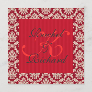Red Damask Renewal of Vows Jubileum Invitation Kaart