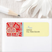 Red Damask Retouradreslabel Etiket (Insitu)