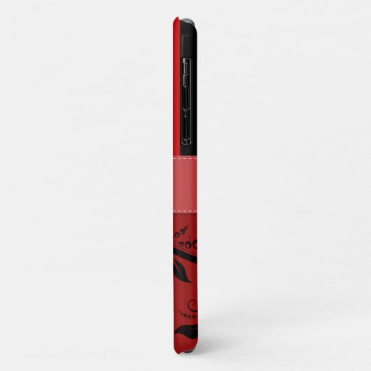 Red Damask, Rode Stripes, Striped, Jouw naam Case-Mate iPhone Case (Achterkant/links)