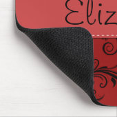 Red Damask, Rode Stripes, Striped, Jouw naam Muismat (Hoek)