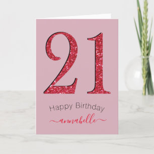 Red & Damask Roos 21 jaar Kaart