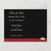 Red Damask Save the Date Foto briefkaarten, Aankondigingskaart (Achterkant)