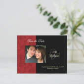 Red Damask Save the Date Foto briefkaarten, Aankondigingskaart (Staand voorkant)