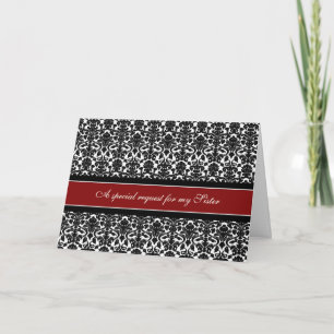 Red Damask Sister Matron of Honor Invitation