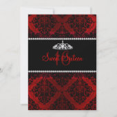 Red Damask & Tiara Sweet Sixteen Invite Kaart (Voorkant)