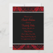Red Damask & Tiara Sweet Sixteen Invite Kaart (Achterkant)