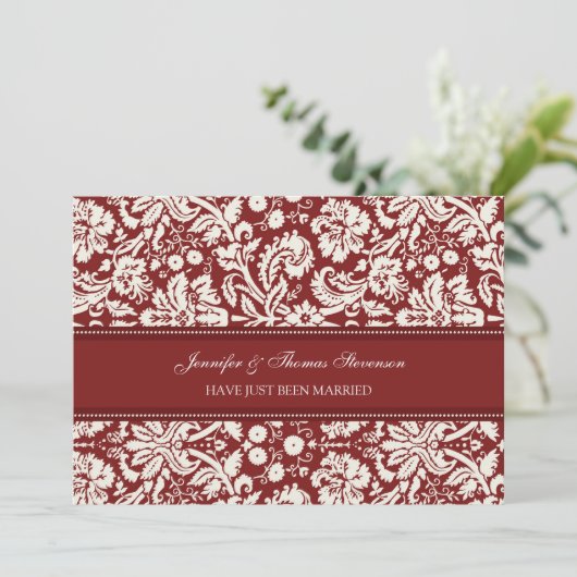 Red Damask trouwde net met aankondiging Kaarten (Staand voorkant)
