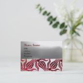 RED DAMASK VELVET TULIPS MONOGRAM Burgundy Pearl Visitekaartje (Staand voorkant)