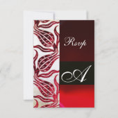 RED DAMASK VELVET TULIPS MONOGRAM Burgundy White RSVP Kaartje (Voorkant)