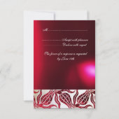 RED DAMASK VELVET TULIPS MONOGRAM Burgundy White RSVP Kaartje (Achterkant)