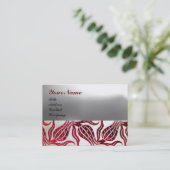 RED DAMASK VELVET TULIPS MONOGRAM Burgundy White Visitekaartje (Staand voorkant)