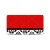 Red Damask Wedding Adresetiketten Etiket (Voorkant)