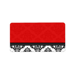 Red Damask Wedding Adresetiketten Etiket