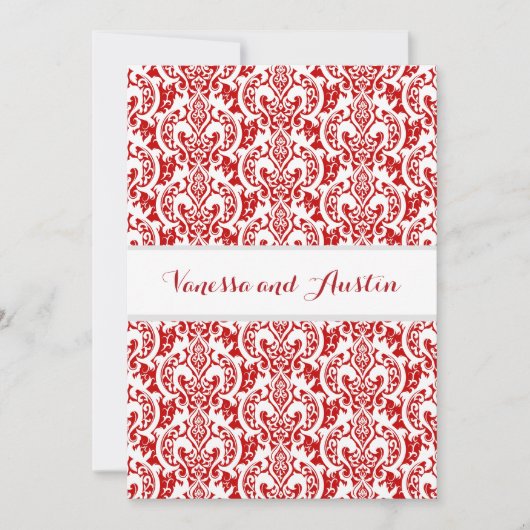 Red Damask Wedding Custom Background A25 Kaart (Voorkant)