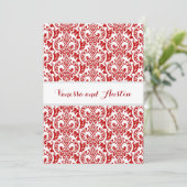 Red Damask Wedding Custom Background A25 Kaart (Staand voorkant)