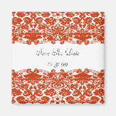 Red Damask Wedding Magneet (Voorkant)