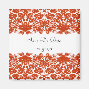 Red Damask Wedding Magneet