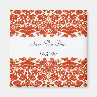 Red Damask Wedding Magneet