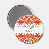 Red Damask Wedding Magneet (Voorkant / Achterkant)