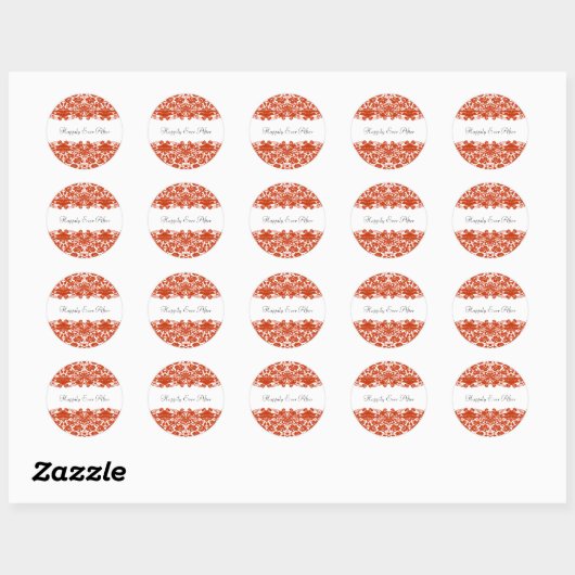 Red Damask Wedding Ronde Sticker (Vel)