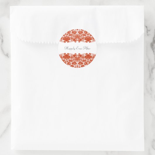 Red Damask Wedding Ronde Sticker (Tas)