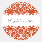 Red Damask Wedding Ronde Sticker (Voorkant)