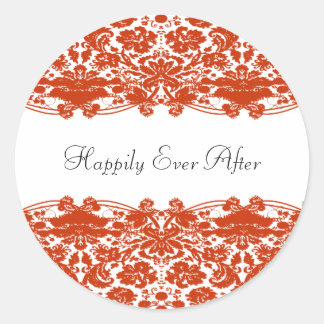 Red Damask Wedding Ronde Sticker