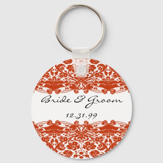Red Damask Wedding Sleutelhanger (Voorkant)