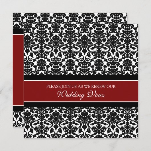 Red Damask Wedding Vow Renewal Uitnodigingen (Voorkant / Achterkant)