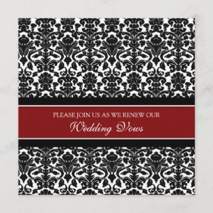Red Damask Wedding Vow Renewal Uitnodigingen
