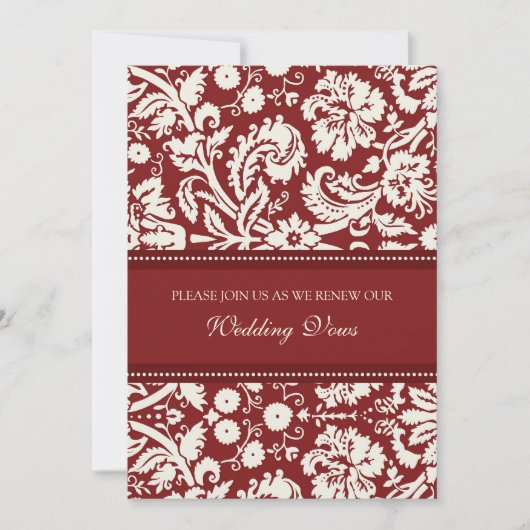 Red Damask Wedding Vow Renewal Uitnodigingen (Voorkant)
