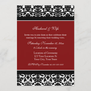 Red Damask Wedding Vow Renewal Uitnodigingen