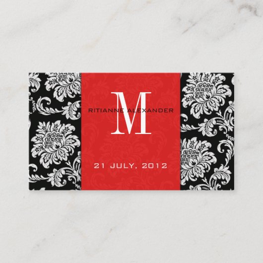 Red Damask Wedding Website Visitekaartje Informatiekaartje (Voorkant)