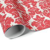 Red Damask Wrapping Paper voor kerstcadeautjes Cadeaupapier (Rol Hoek)