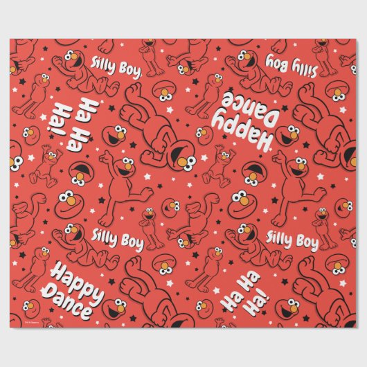 Red Dancing Elmo Pattern Cadeaupapier (Vlak)
