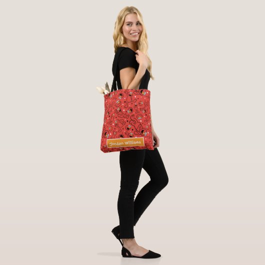 Red Dancing Elmo Pattern Tote Bag (Op model)